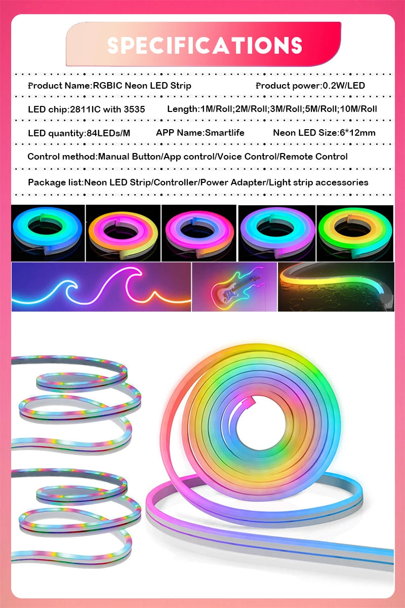 Neon LED Strip Lights 12-24V
