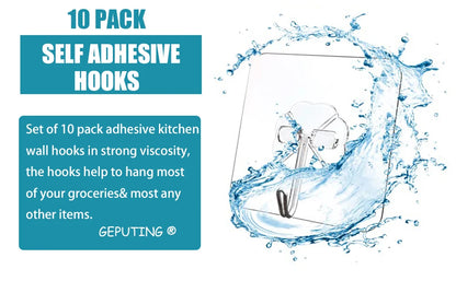 Wall Hooks, Sticky Hooks for Kitchen Bathroom Shower Door Outdoor Wall Hanging Door Self-adhesive