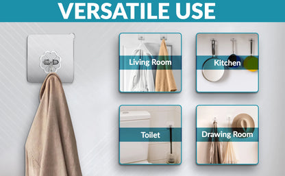 Wall Hooks, Sticky Hooks for Kitchen Bathroom Shower Door Outdoor Wall Hanging Door Self-adhesive