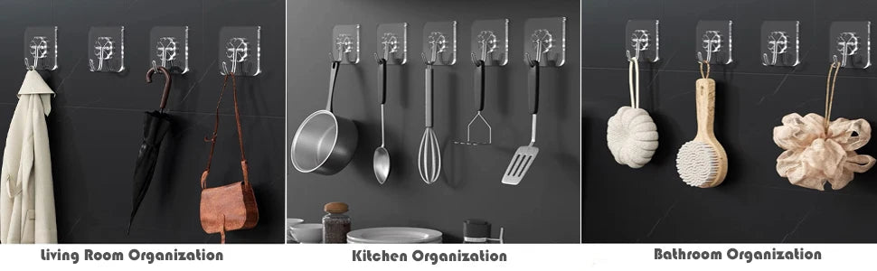 Wall Hooks, Sticky Hooks for Kitchen Bathroom Shower Door Outdoor Wall Hanging Door Self-adhesive