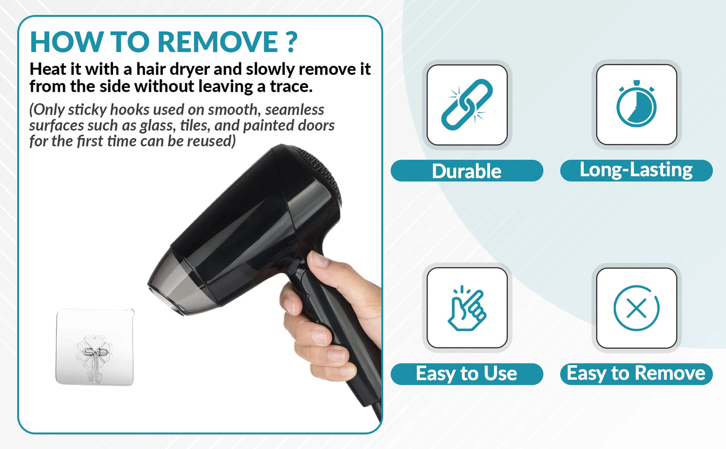 Wall Hooks, Sticky Hooks for Kitchen Bathroom Shower Door Outdoor Wall Hanging Door Self-adhesive